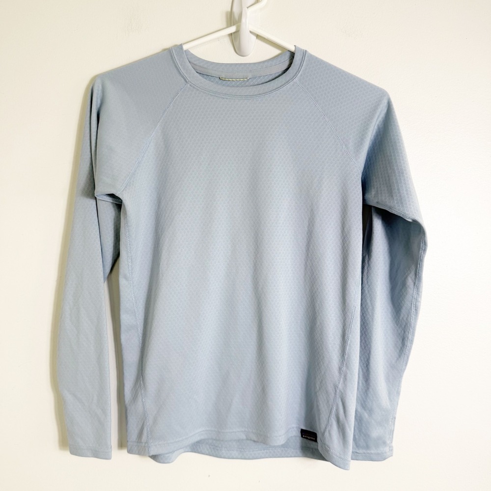 Patagonia Capilene Baselayer Kids XL 14 Light Blue Raglan Long Sleeve Shirt